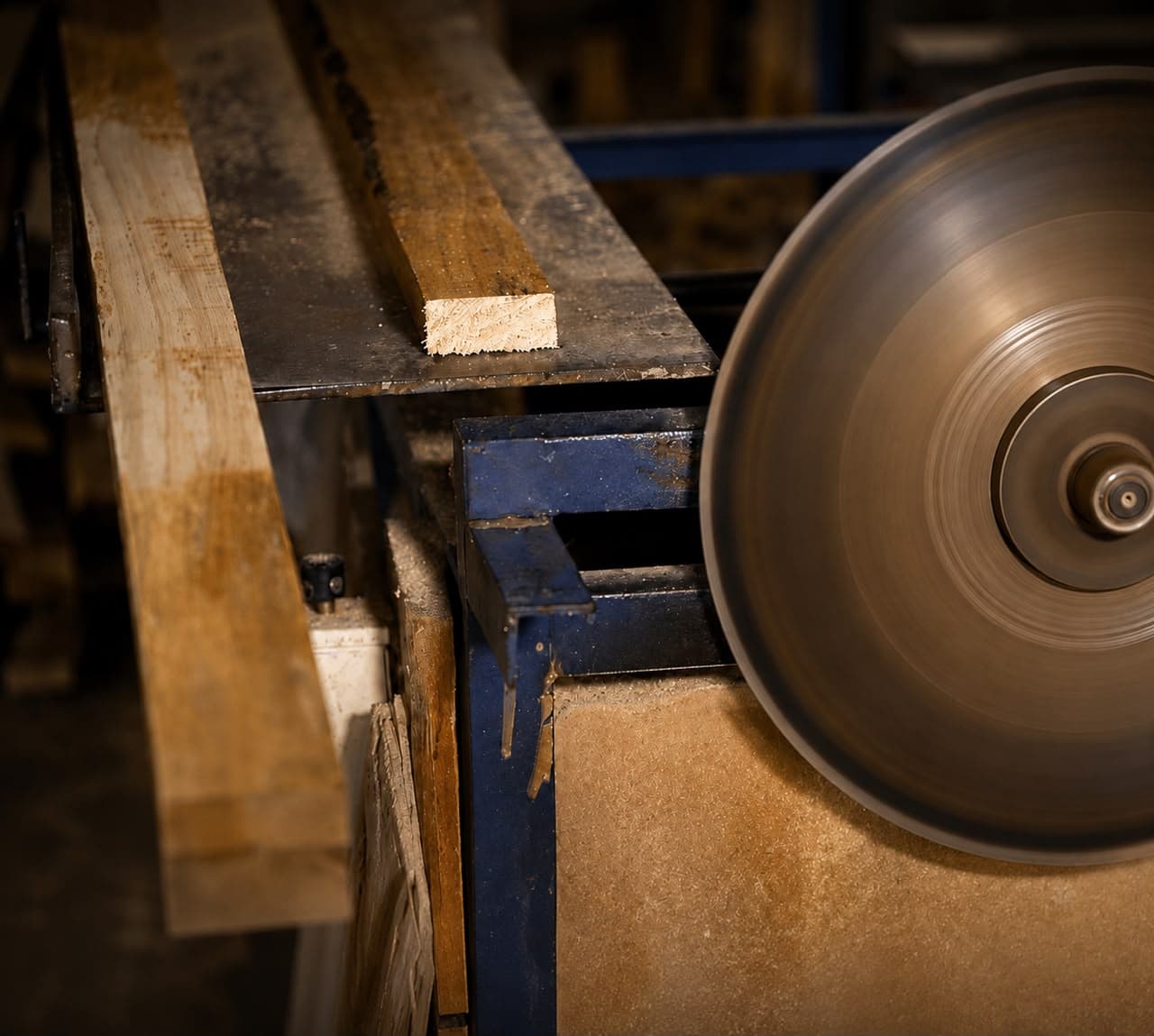 Wood Cutting Process — Planks broken down to exact working sizes.